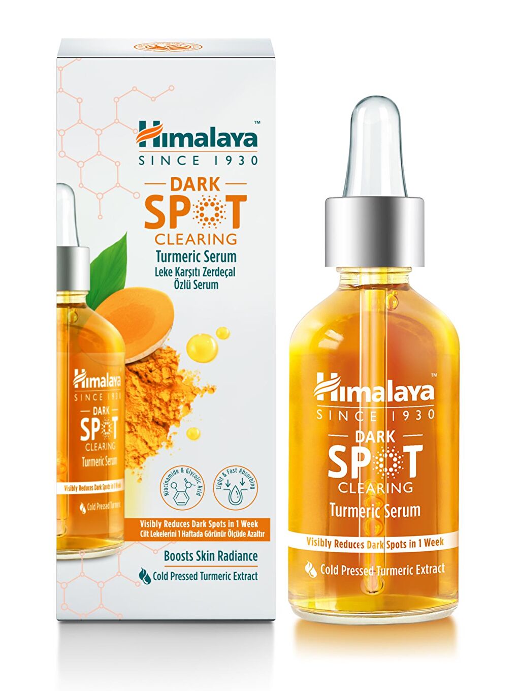 Dark Spot Clearing Leke Karşıtı Zerdeçal Özlü Serum 30 ml, Niacinamide %2, Glikolik Asit 10%