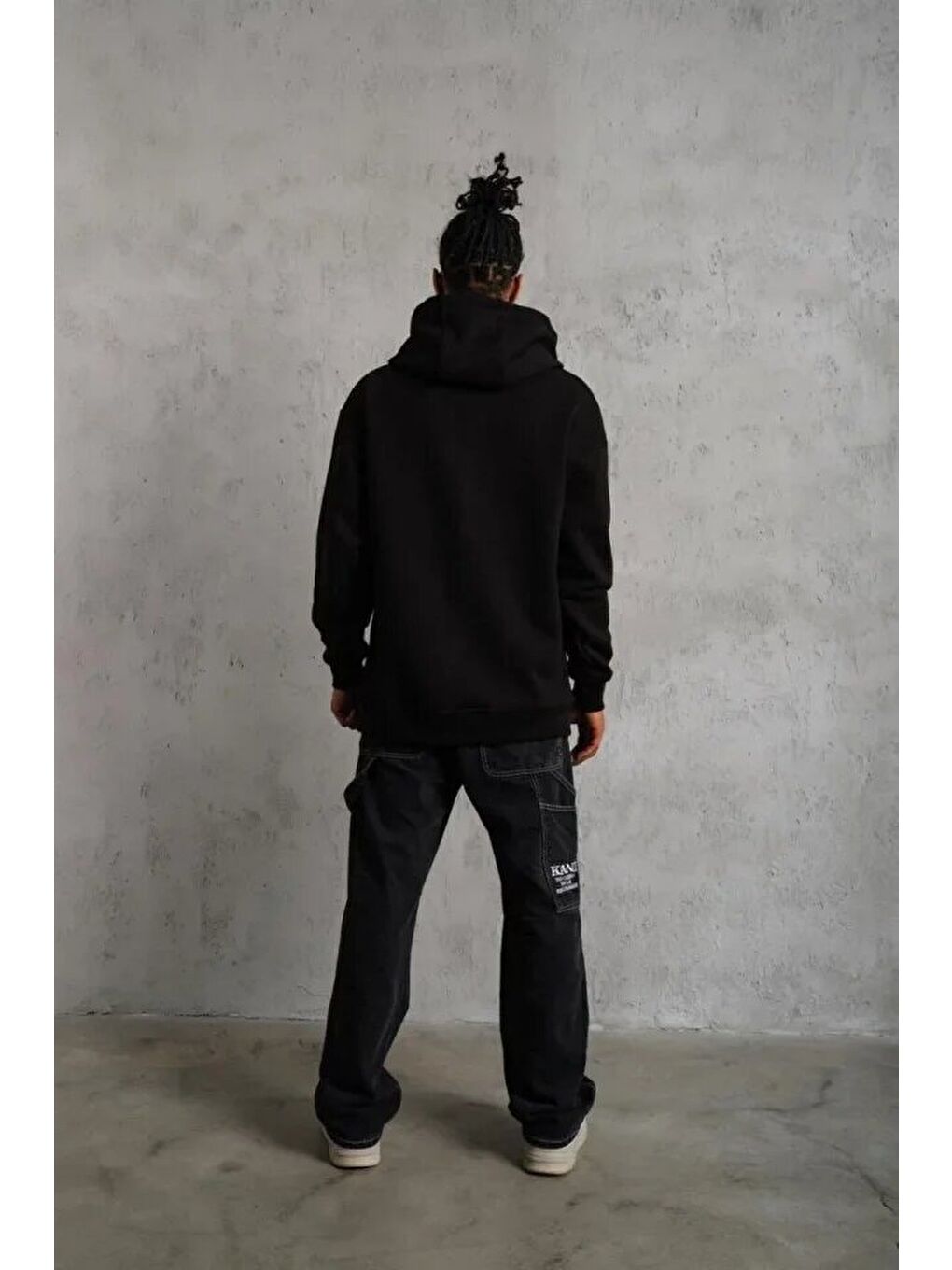 3 İplik Kapüşonlu Sweatshirt Hoodie - Siyah-2