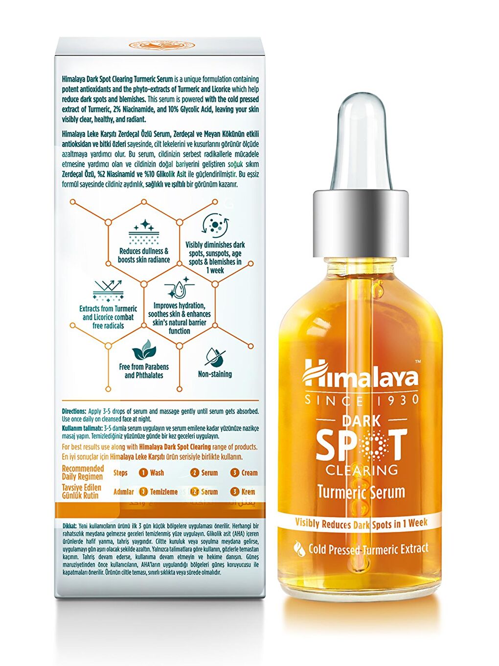 Dark Spot Clearing Leke Karşıtı Zerdeçal Özlü Serum 30 ml, Niacinamide %2, Glikolik Asit 10%-2