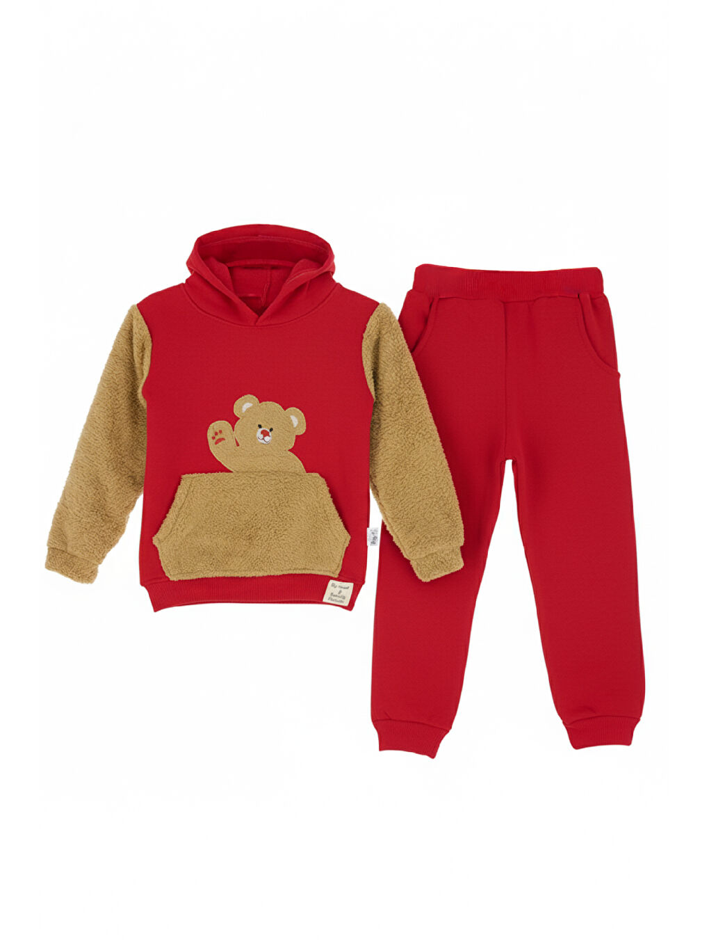 Kırmızı Erkek Çocuk Welsoft Kumaş 2'li Takım (Kapüşonlu Sweat+Polar Alt) 12377