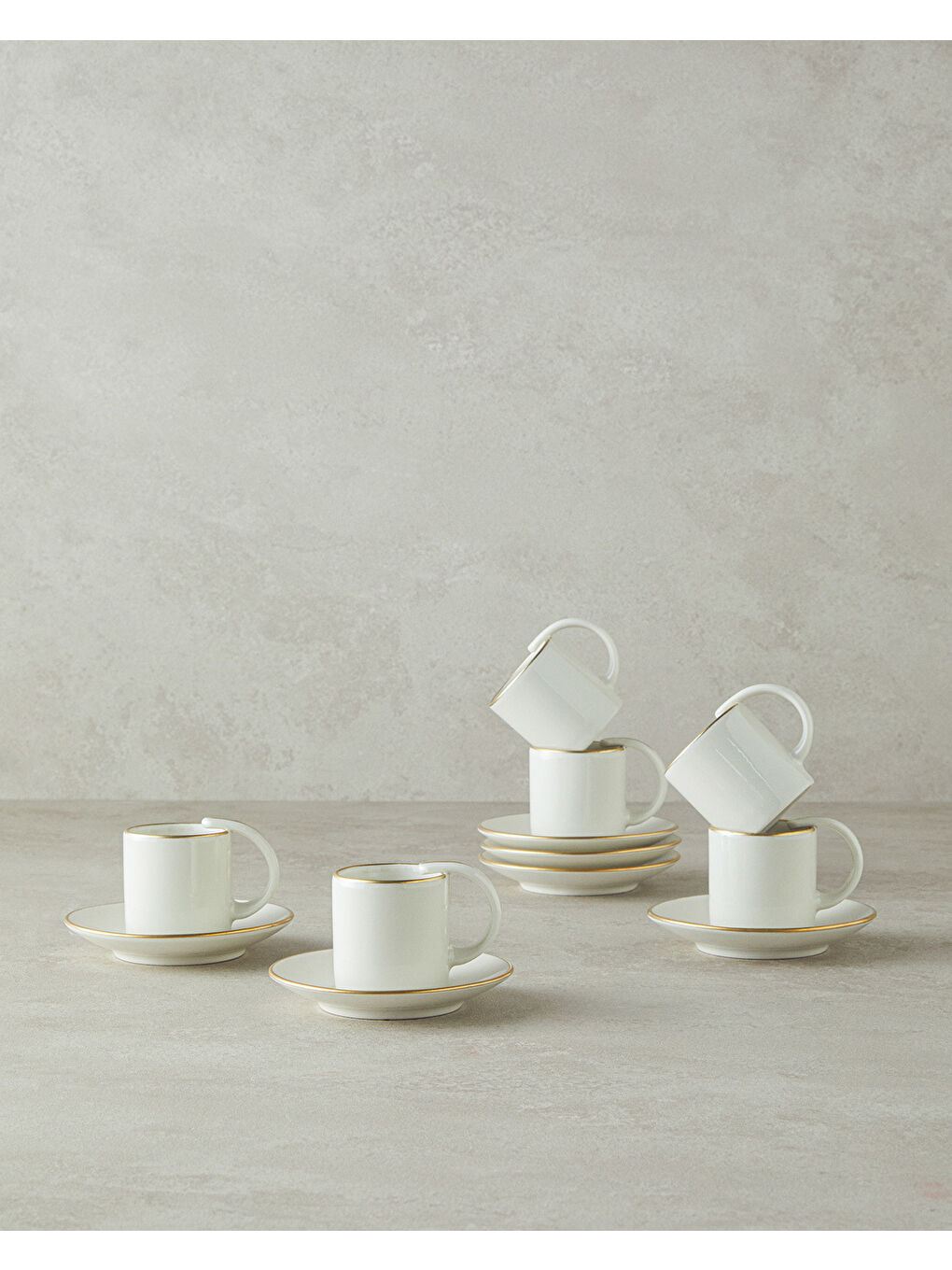 Sarı Classy Porselen Kahve Fincan Takımı 12 Parça 6 Kişilik Gold