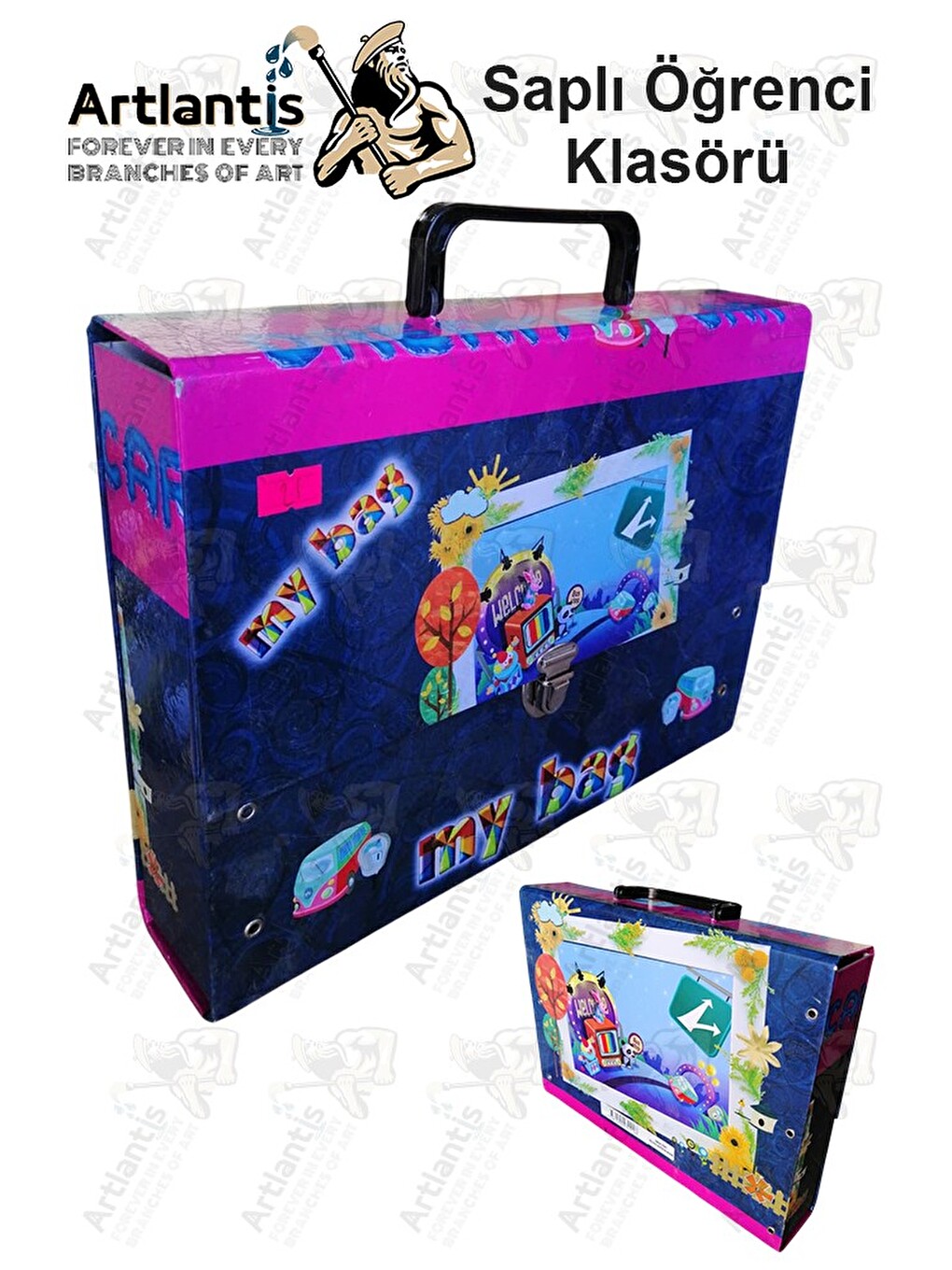 Saplı Klasör 1 Adet Kolplu Klasör Öğrenci Klasörü 32x24x7 Cm Saplı Çanta Saplı Dosya Okul Sınıf