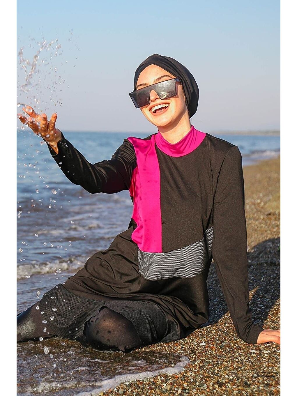 Tam Kapalı Tesettür Mayo Siyah M2106-2