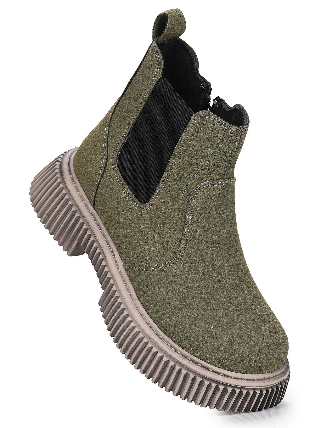 Haki Penka Fermuarlı Erkek Çocuk Günlük Bot Ayakkabı