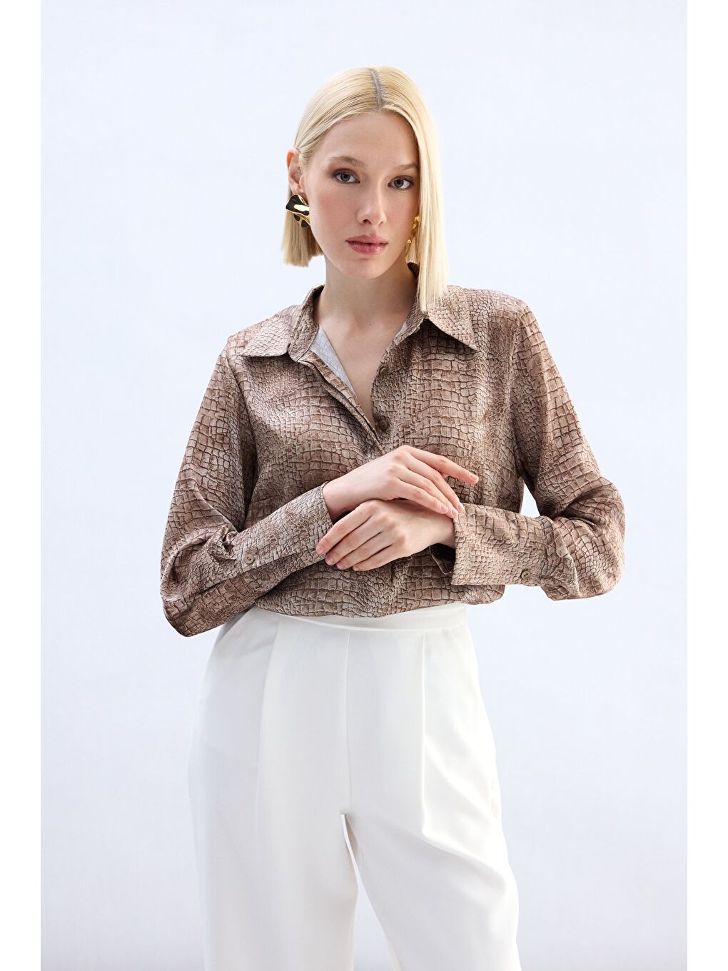 Kahverengi Klasik Desenli Gömlek - Kahve-1