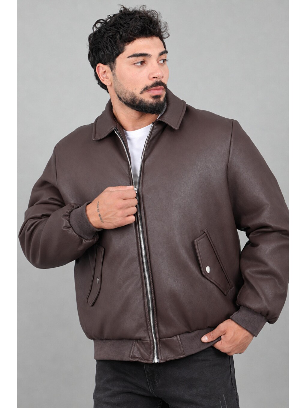 Bordo Cep Detay Dolumlu İçi Kürklü Suni Deri Mont Kmd 897_50533-1