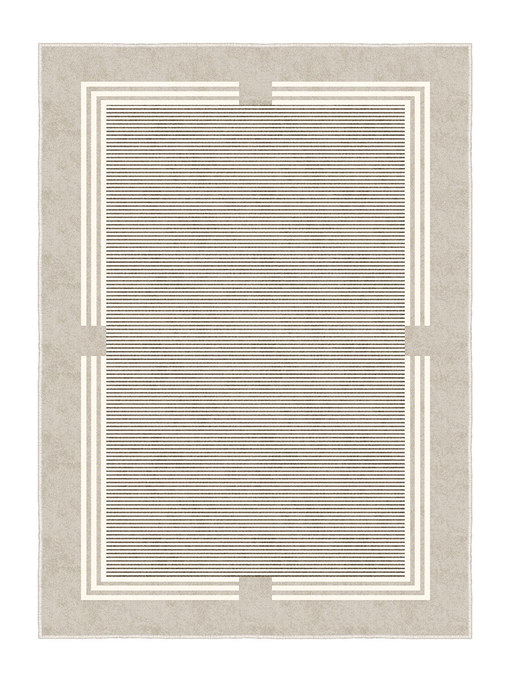 Bej Dekoratif Salon Halısı, Makinada Yıkanabilir, Kaymaz Taban, İnce & Modern Tasarım