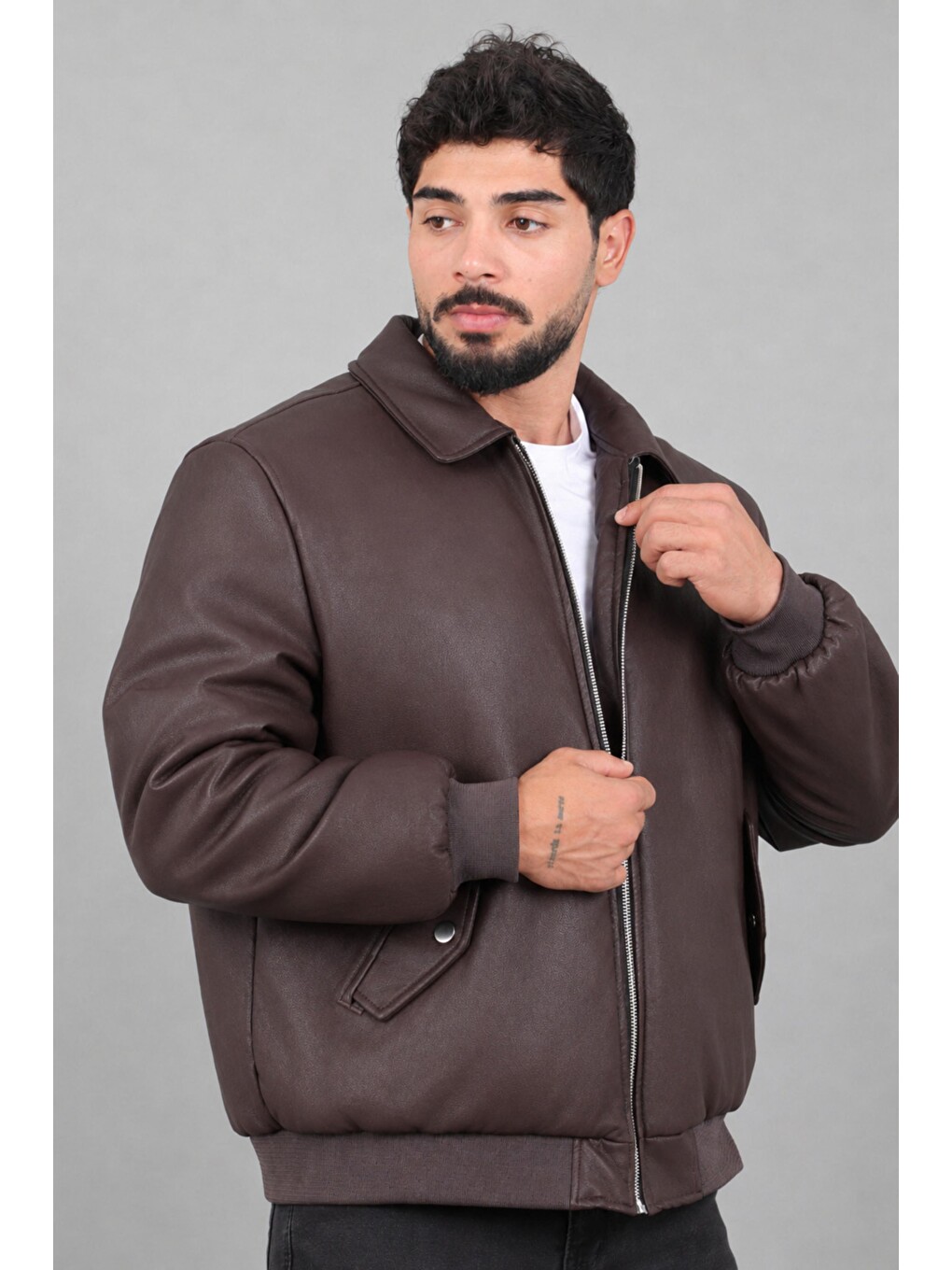 Bordo Cep Detay Dolumlu İçi Kürklü Suni Deri Mont Kmd 897_50533-2