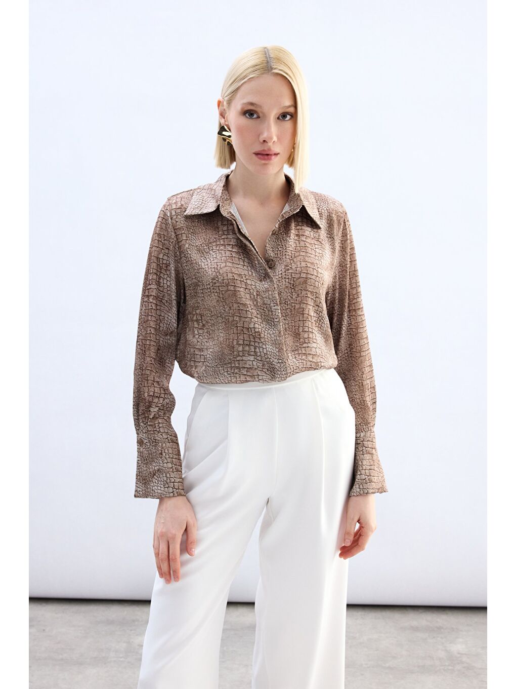 Kahverengi Klasik Desenli Gömlek - Kahve-2