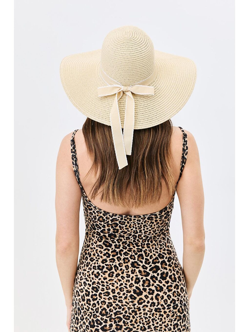 Geniş Kenar Hasır Plaj Şapkası Y25730-04 Bej-1