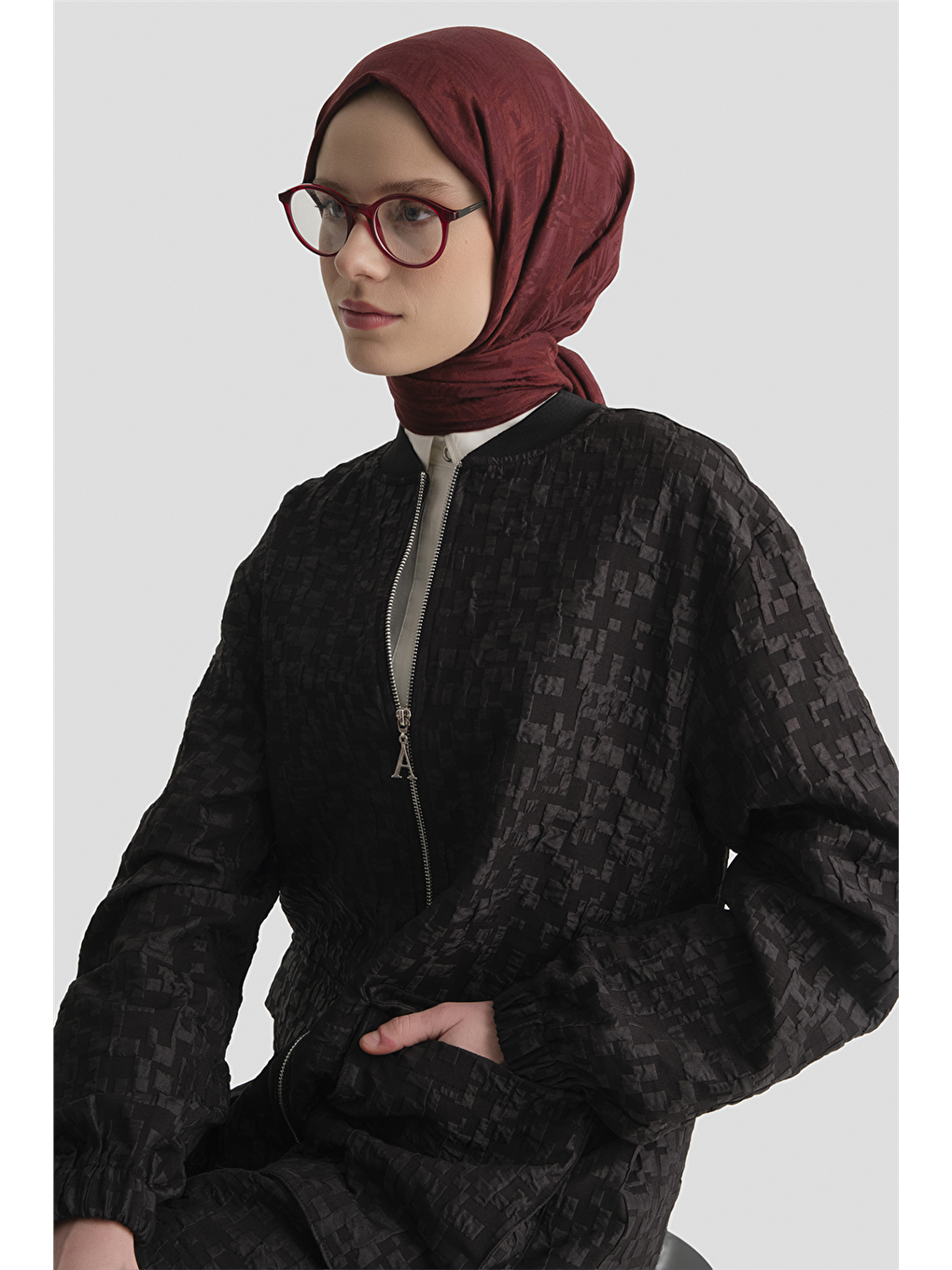 Jakarlı Cepli Ceket Siyah-2