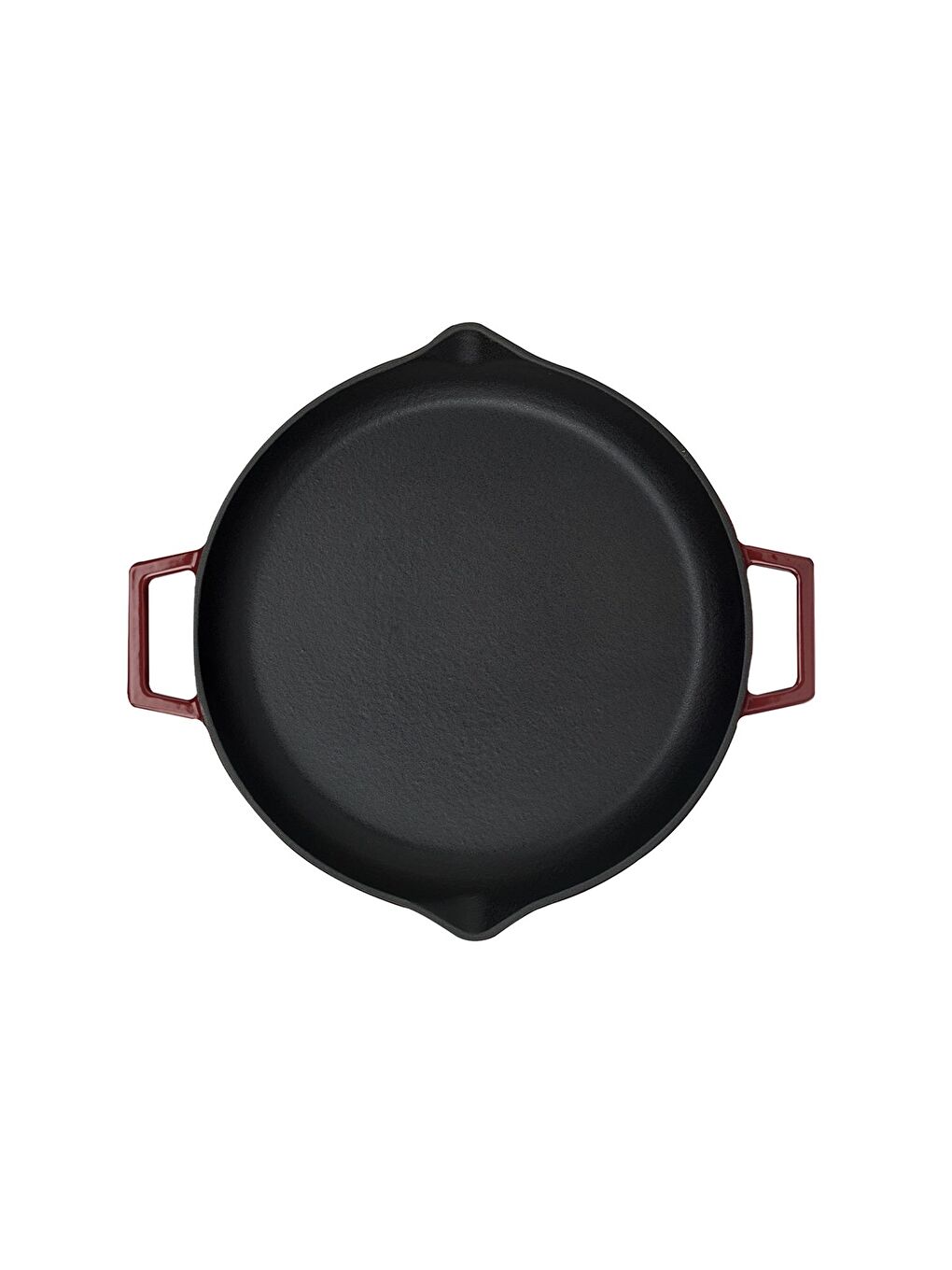 Bordo Yuvarlak Kızartma Tavası Cam Kapaklı Döküm Demir Yekpare Çift Kulplu Çap(Ø)26cm.-2