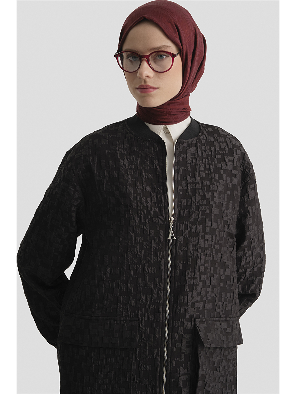 Jakarlı Cepli Ceket Siyah-3