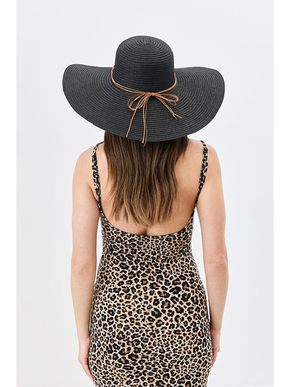 Geniş Kenar Hasır Plaj Şapkası Y25730-12 Siyah-1