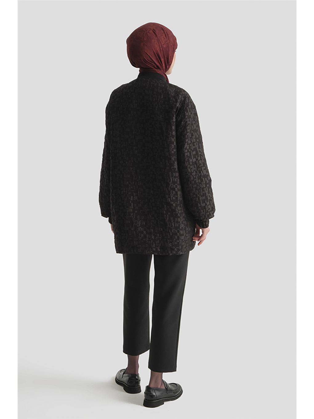 Jakarlı Cepli Ceket Siyah-4