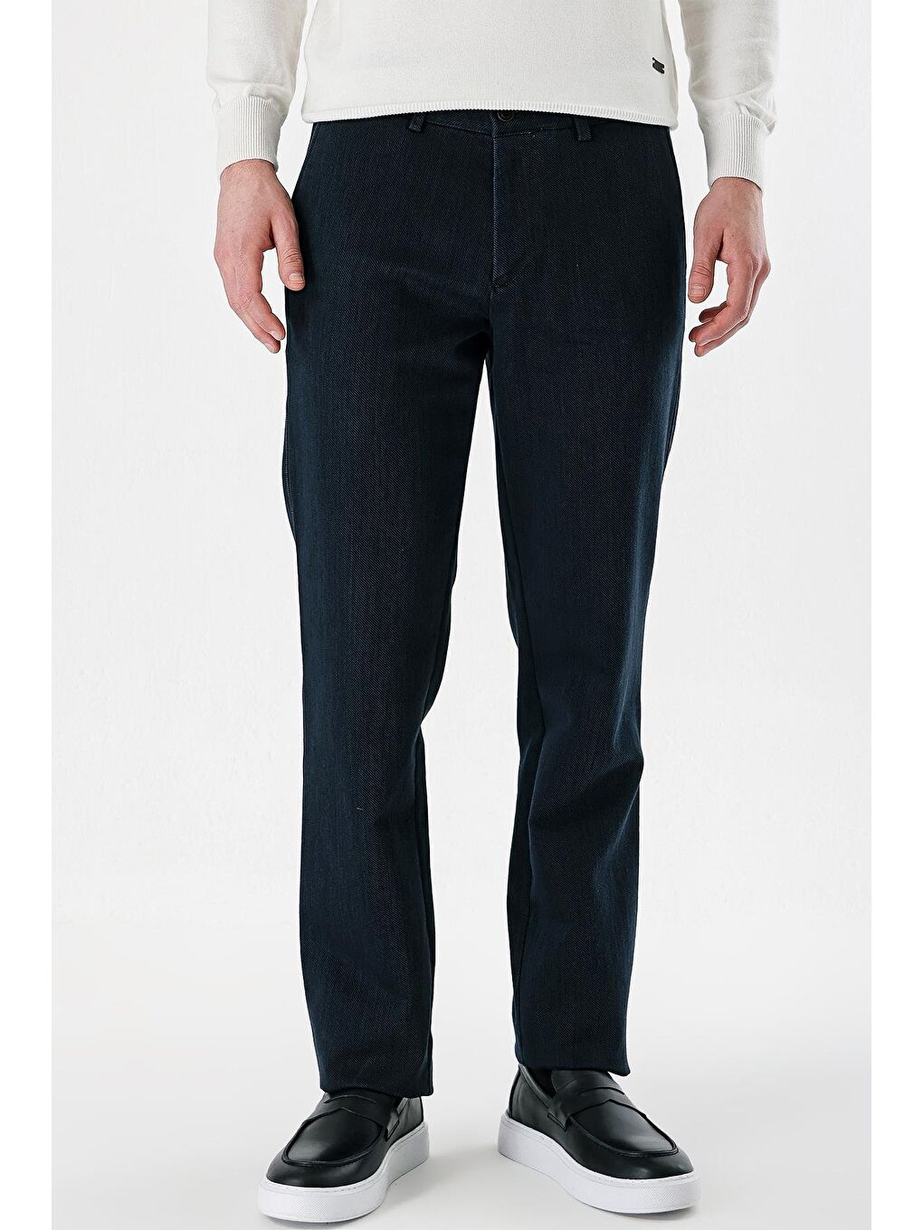 Lacivert Pamuklu Yandan Cepli Casual Comfort Fit Classic Erkek Pantolon 1003235124