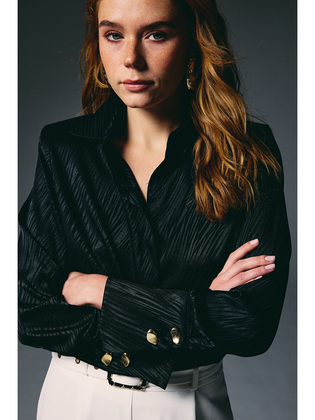 Zebra Desenli Gömlek - Siyah-4