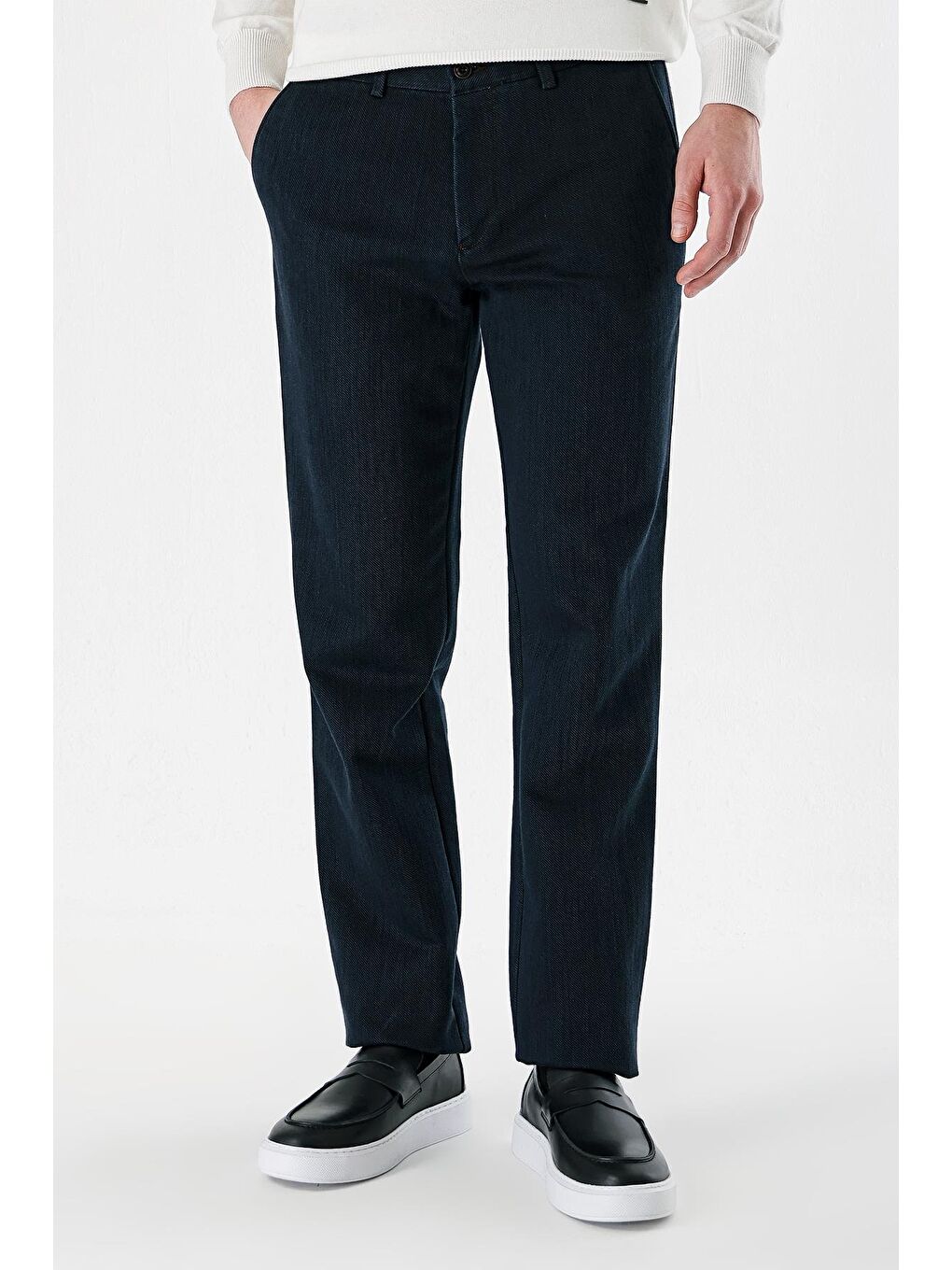 Lacivert Pamuklu Yandan Cepli Casual Comfort Fit Classic Erkek Pantolon 1003235124-2