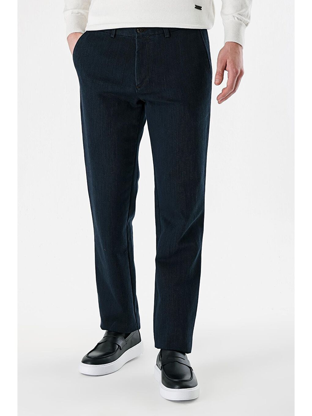 Lacivert Pamuklu Yandan Cepli Casual Comfort Fit Classic Erkek Pantolon 1003235124-3