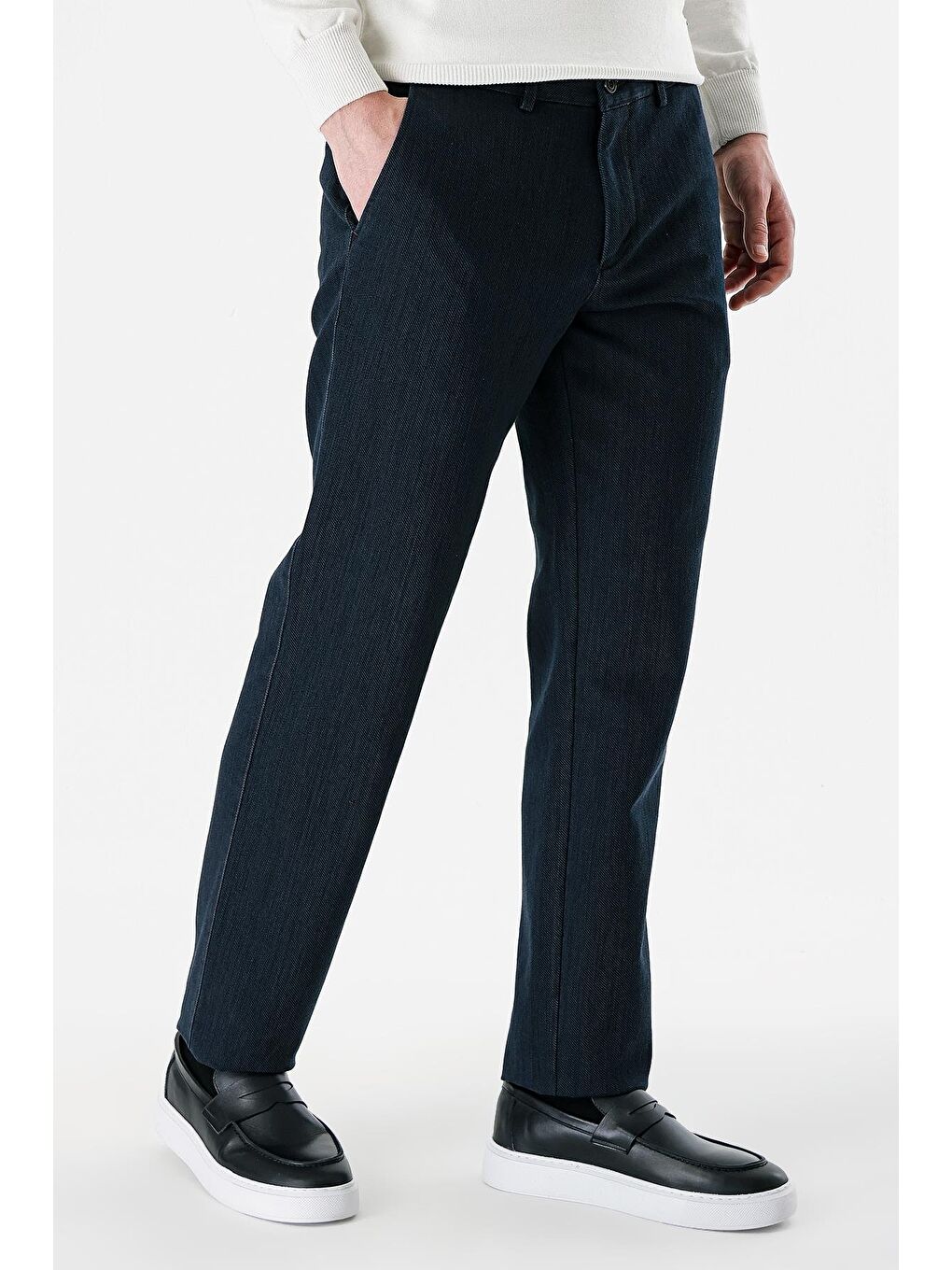 Lacivert Pamuklu Yandan Cepli Casual Comfort Fit Classic Erkek Pantolon 1003235124-5
