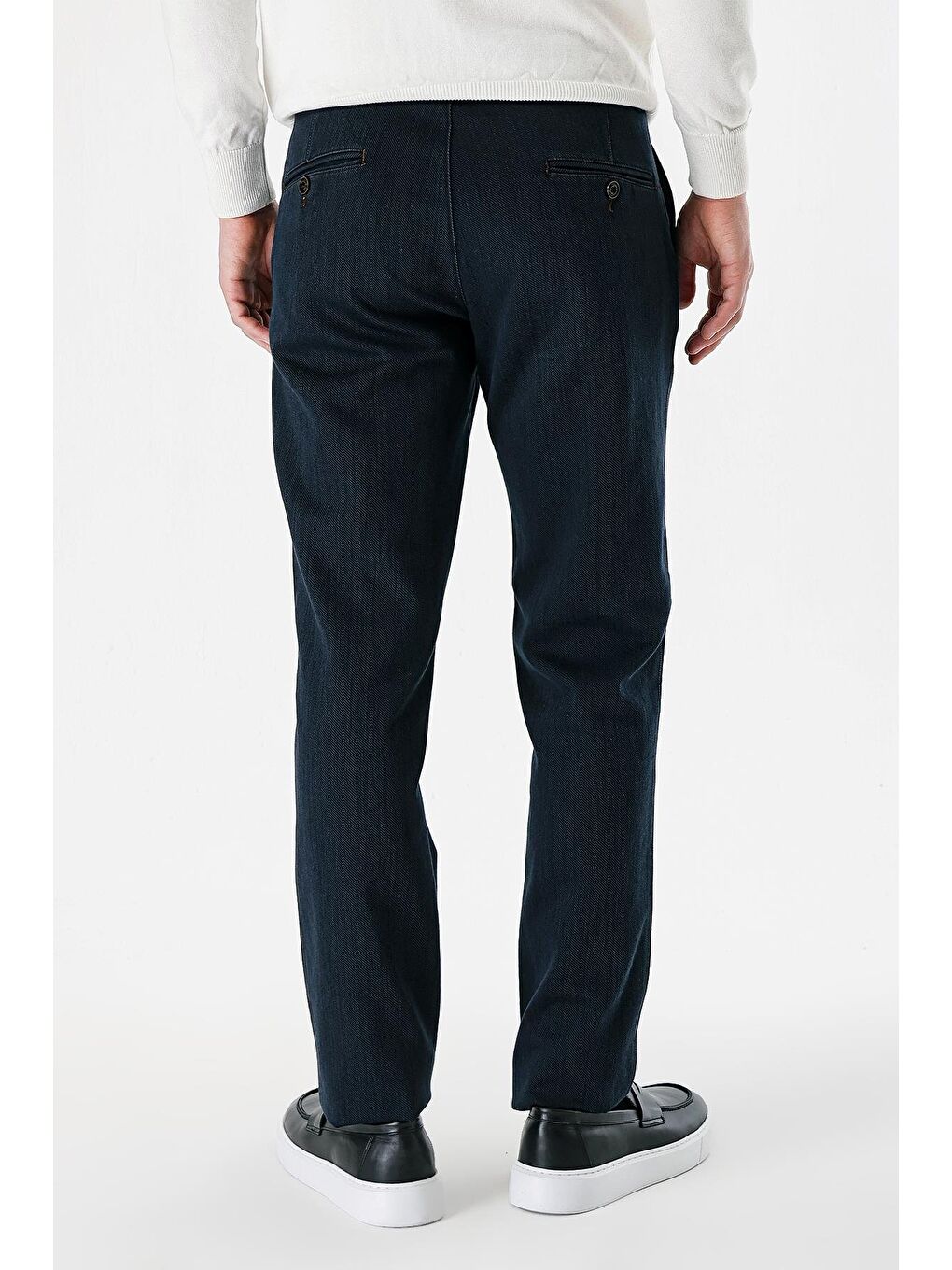 Lacivert Pamuklu Yandan Cepli Casual Comfort Fit Classic Erkek Pantolon 1003235124-6
