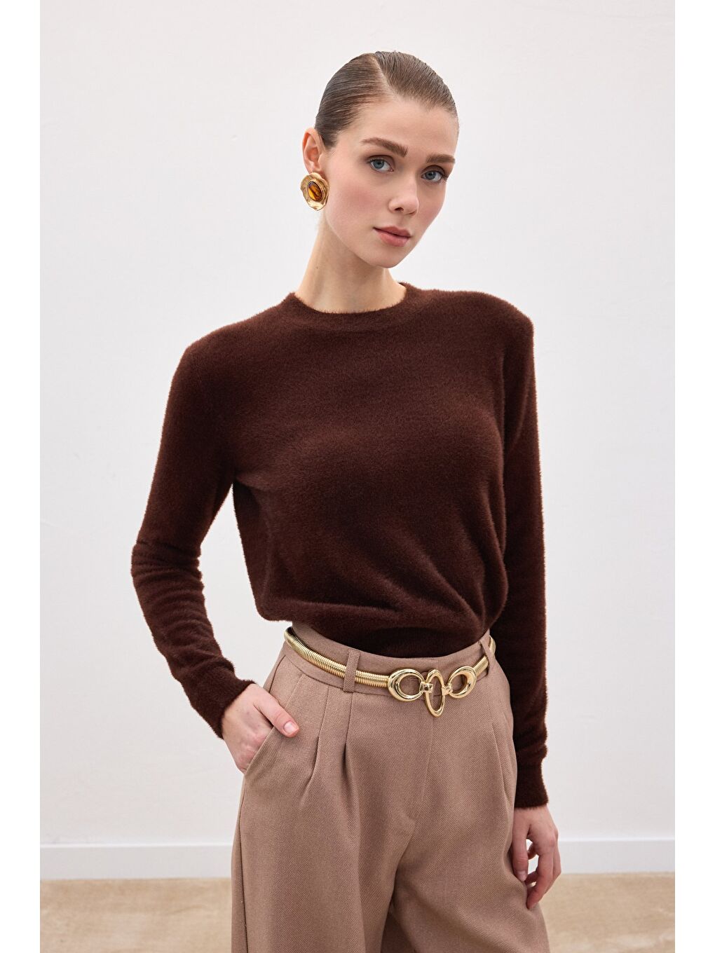 Kahverengi Sakallı Triko - Kahve