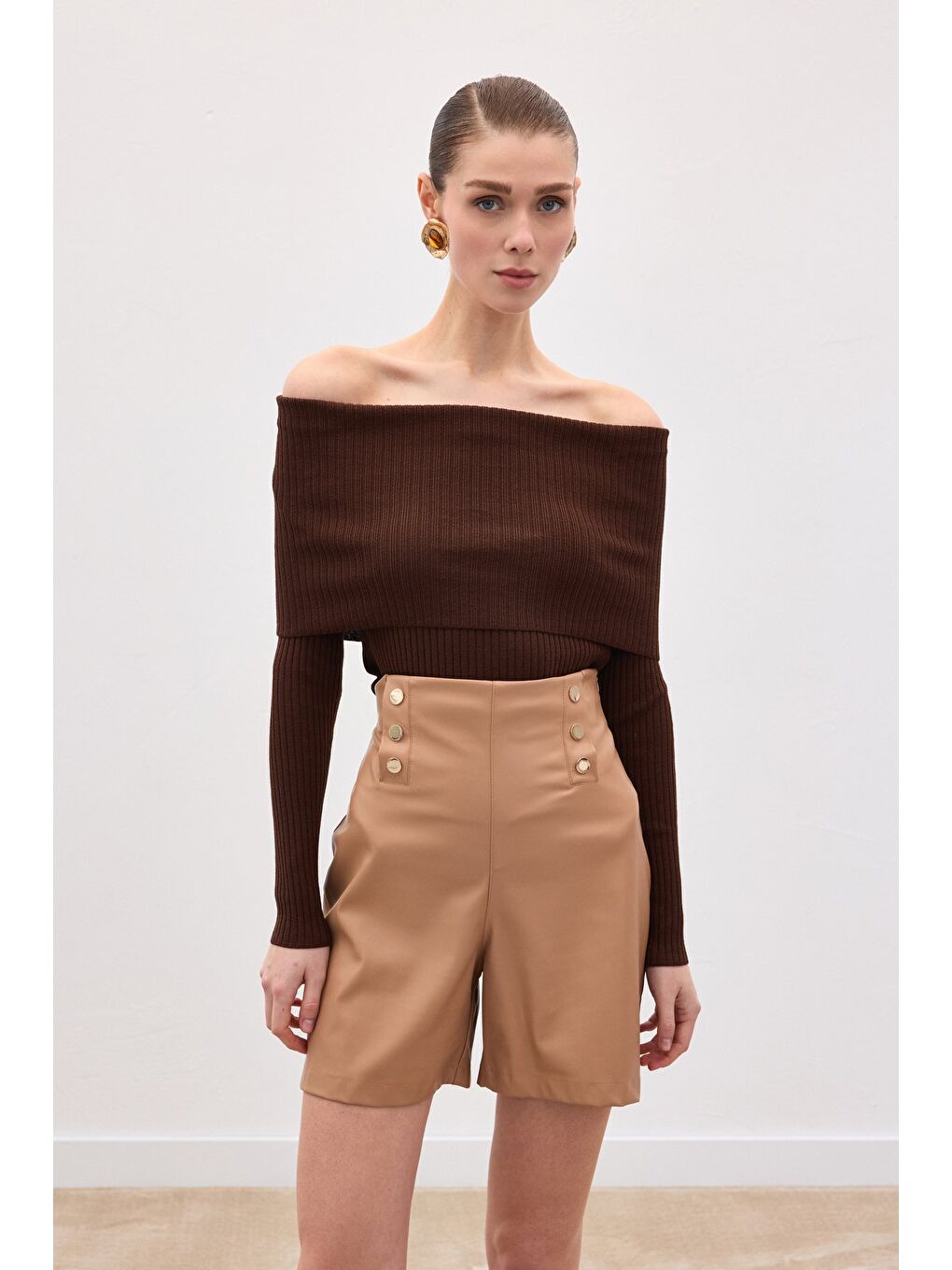 Kahverengi Madonna Yaka Triko - Kahve-2