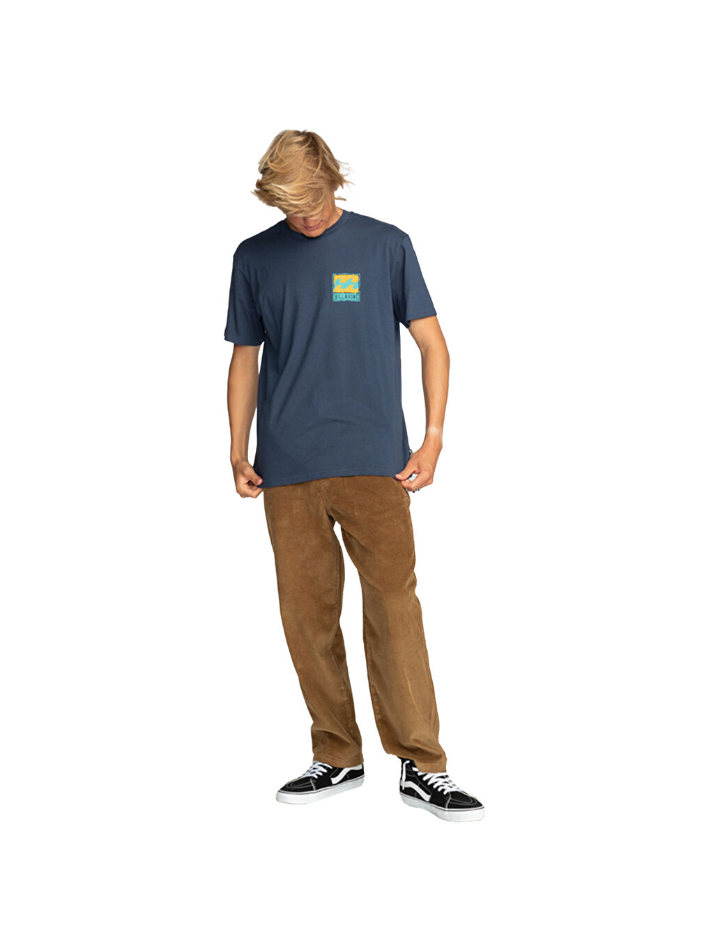 Lacivert Stamp Tees Erkek Mavi Tişört-4