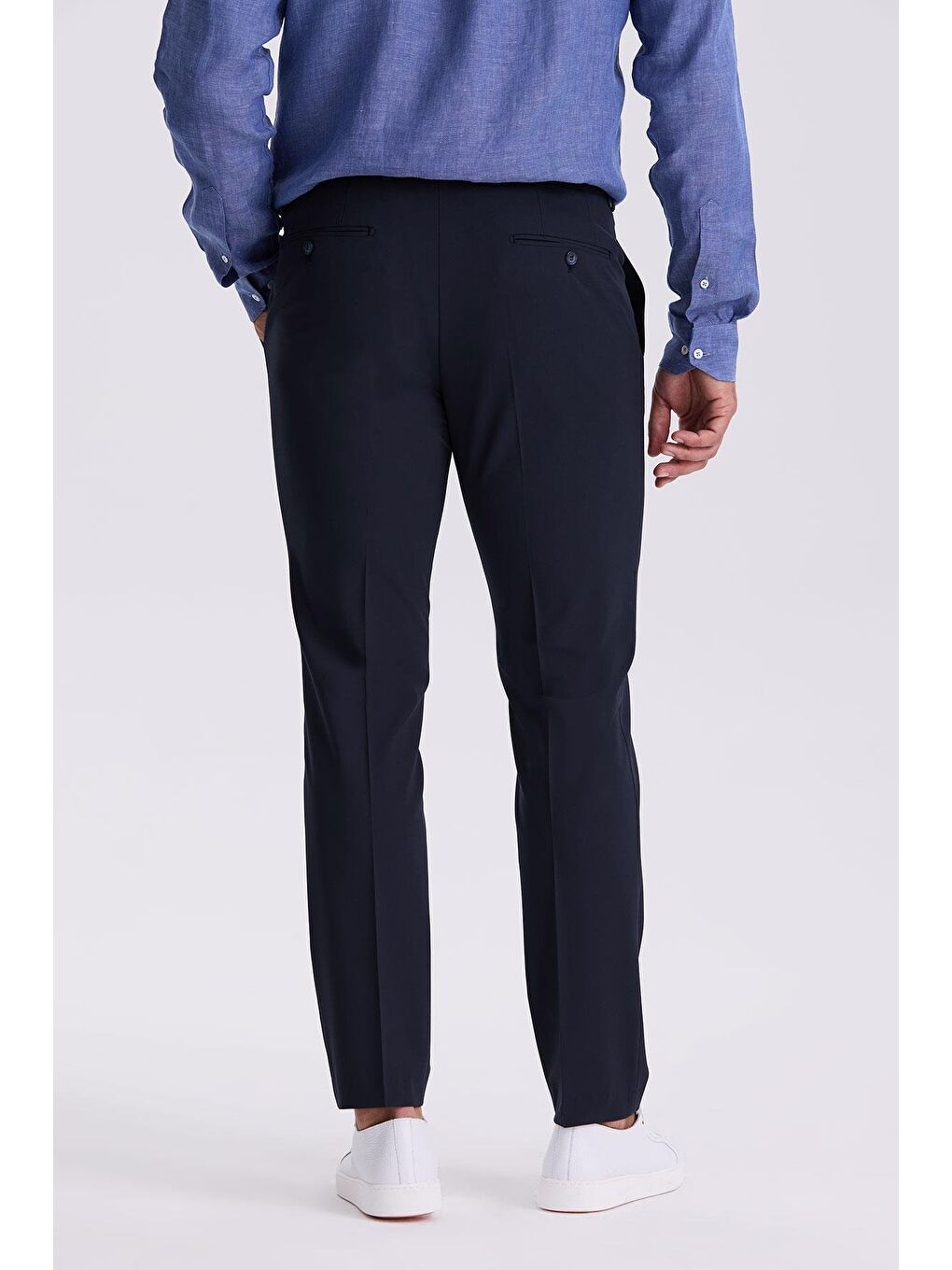 Lacivert Comfort Fit Bambu Karışımlı Rahat Kesim Esnek Kumaş Pantolon-3