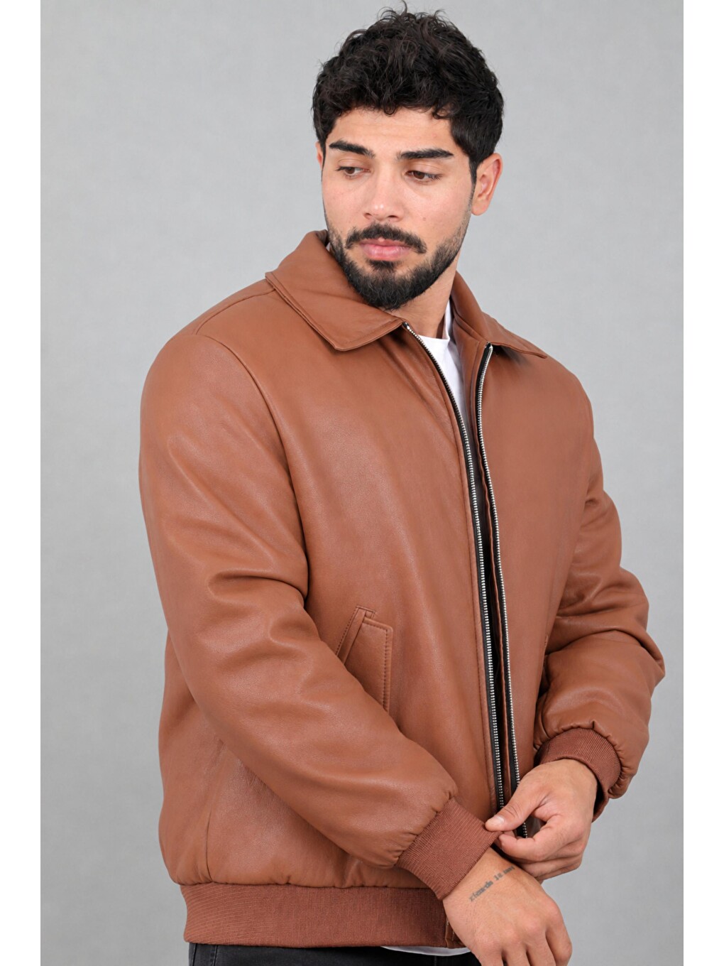 Kahverengi Cep Detay Dolumlu İçi Kürklü Suni Deri Mont Kmd 897_50533-4