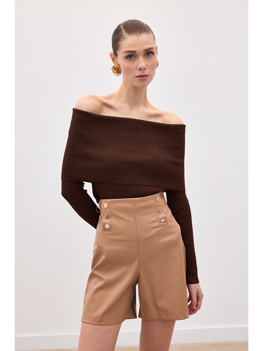 Kahverengi Madonna Yaka Triko - Kahve-3