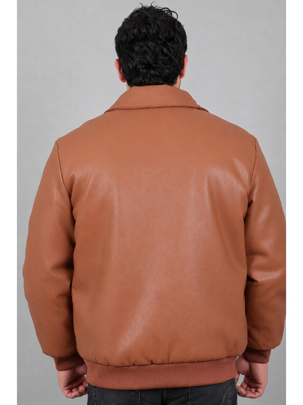 Kahverengi Cep Detay Dolumlu İçi Kürklü Suni Deri Mont Kmd 897_50533-6