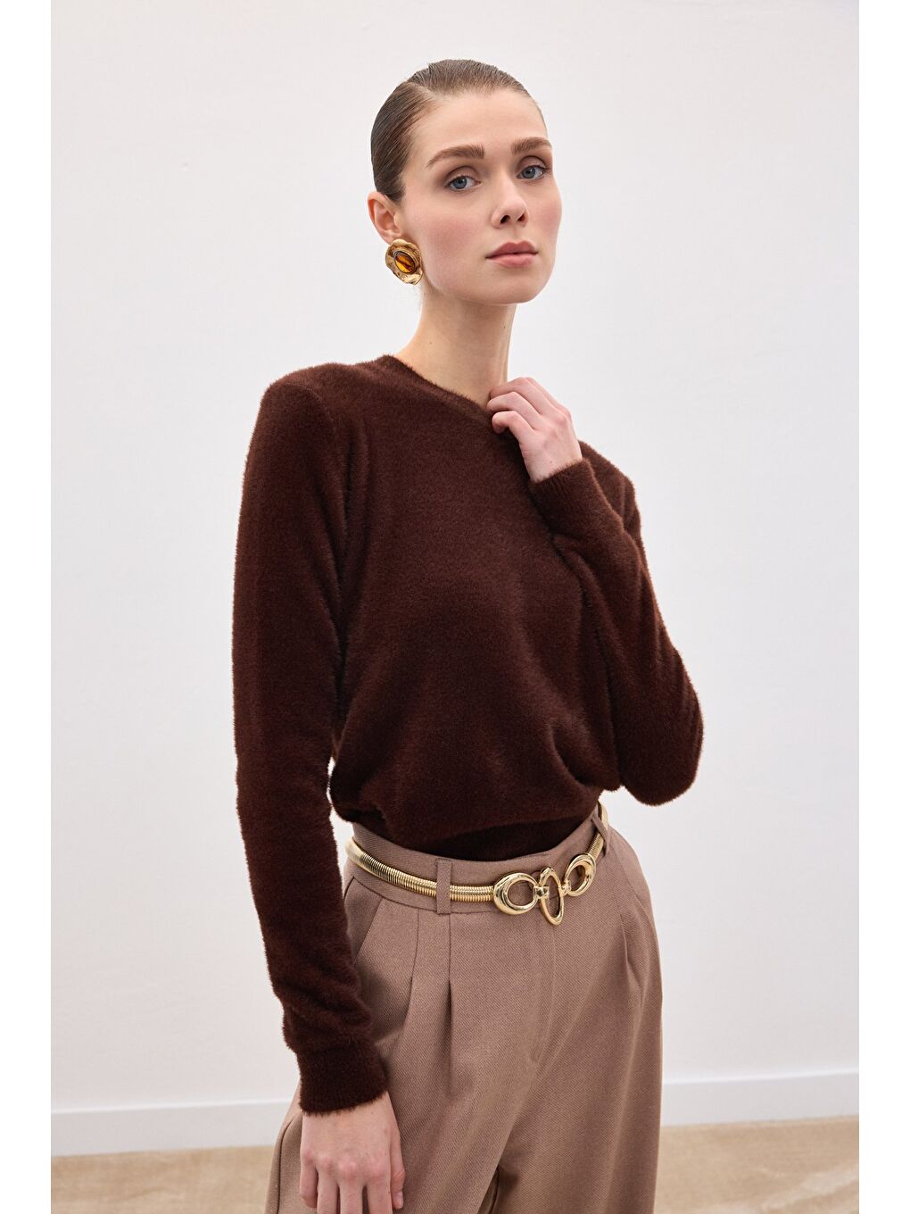 Kahverengi Sakallı Triko - Kahve-1