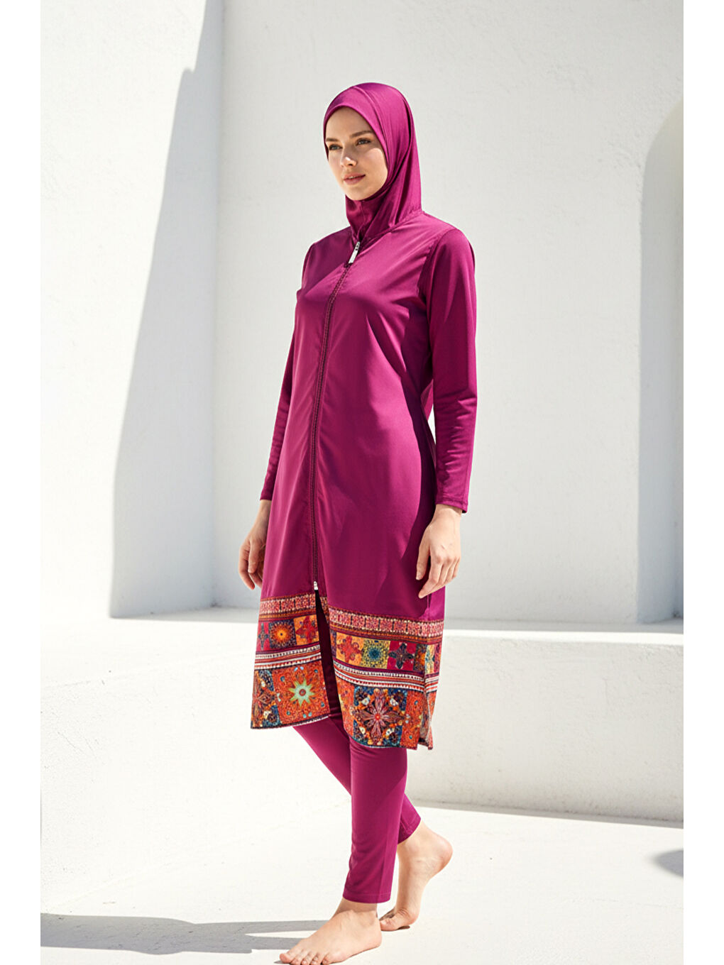 Tam Kapalı Tesettür Mayo Mürdüm 1982-1