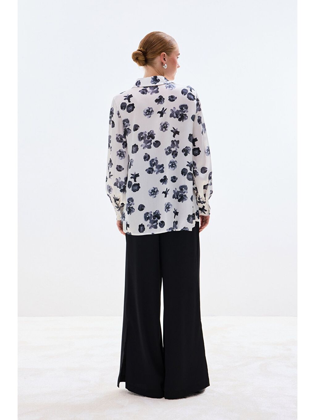 Desenli Salaş Gömlek - Siyah-5