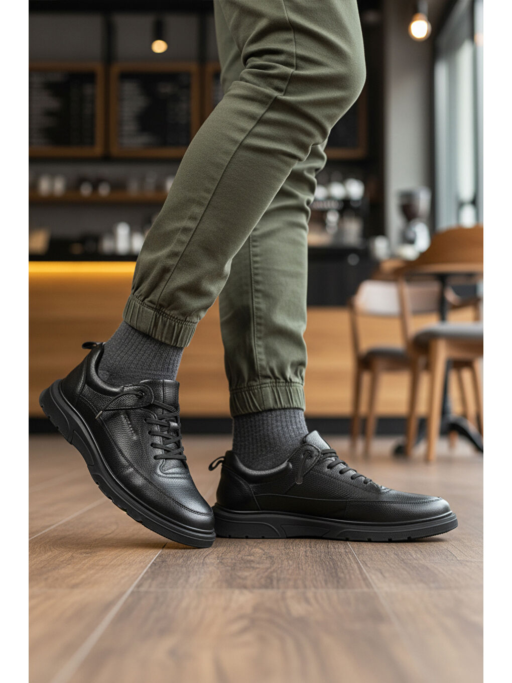 Siyah Floter Hakiki Deri Masaj Etkili Erkek Casual Ayakkabı 260044 M-2