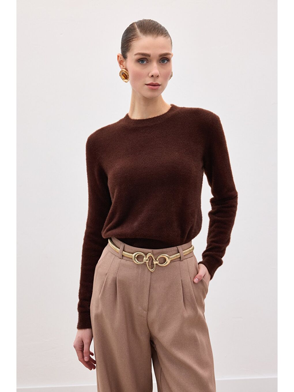 Kahverengi Sakallı Triko - Kahve-4