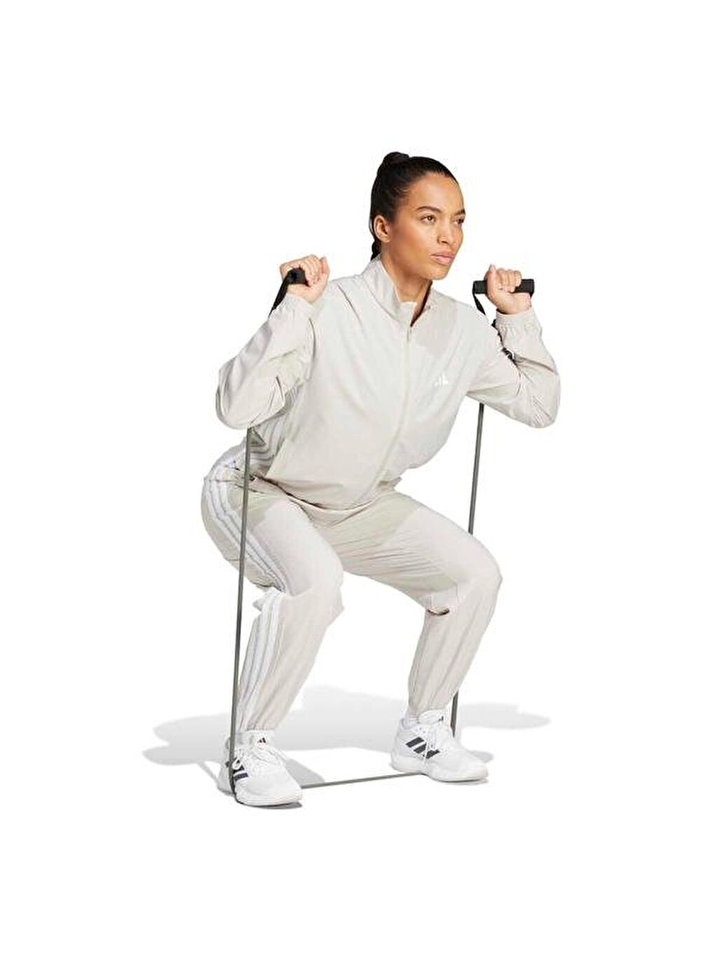 Train Essentials 3 Stripes Woven Kadın Bej Eşofman Altı-1