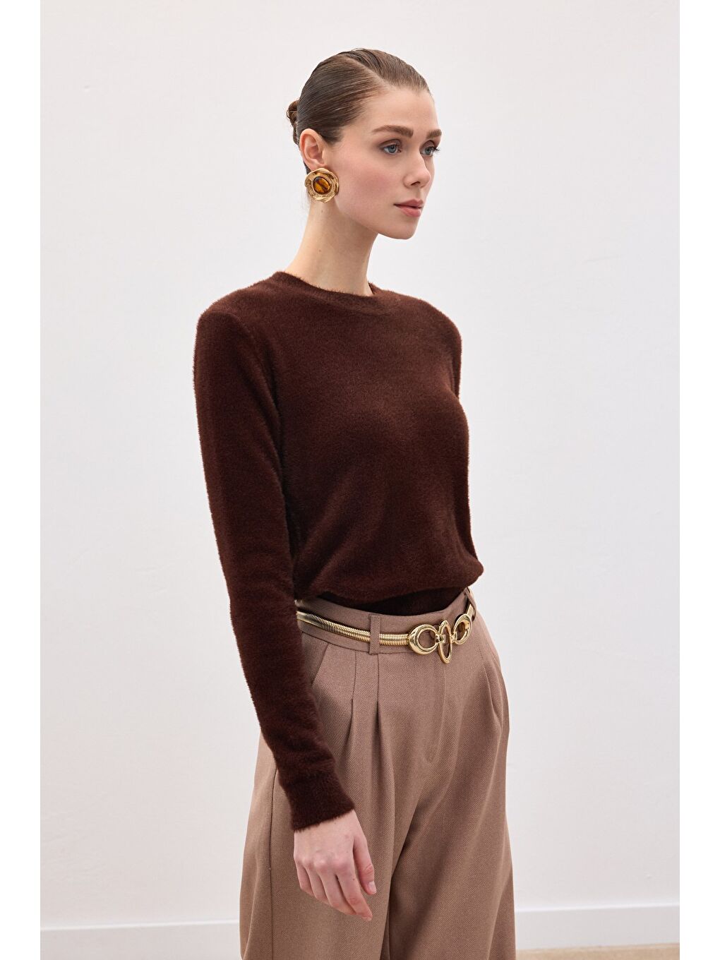 Kahverengi Sakallı Triko - Kahve-5