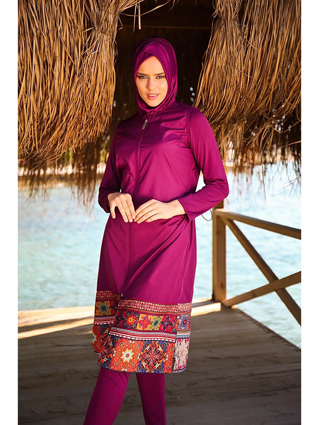 Tam Kapalı Tesettür Mayo Mürdüm 1982-3