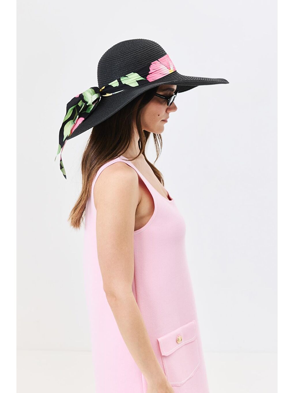 Geniş Kenar Hasır Plaj Şapkası Y25730-11 Siyah-2