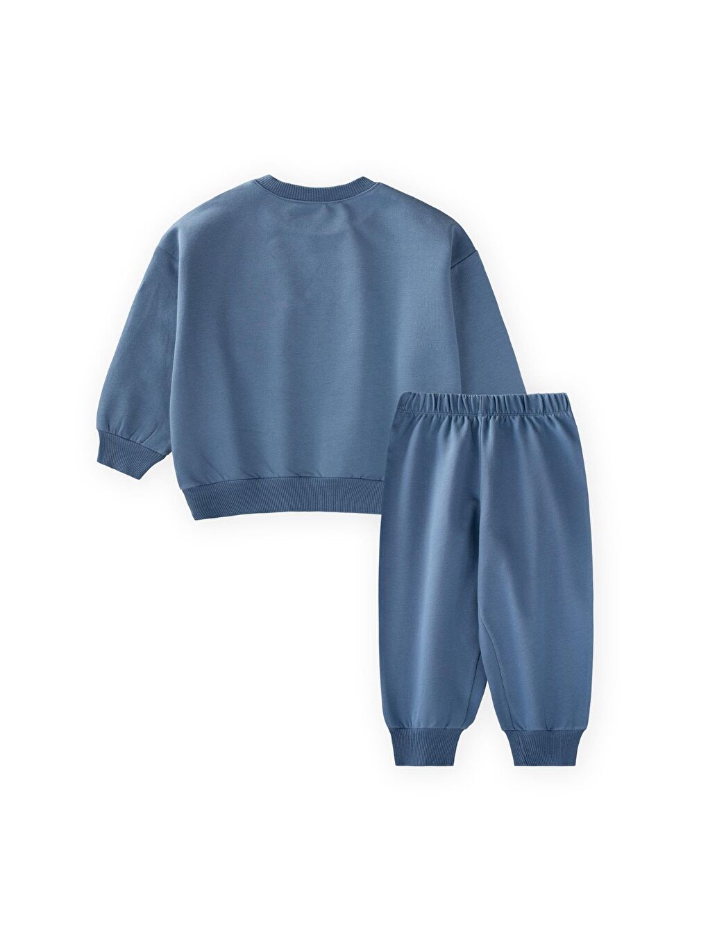 Nakışlı Sweatshirt Takım 0-4 Yaş İndigo Mavi-1