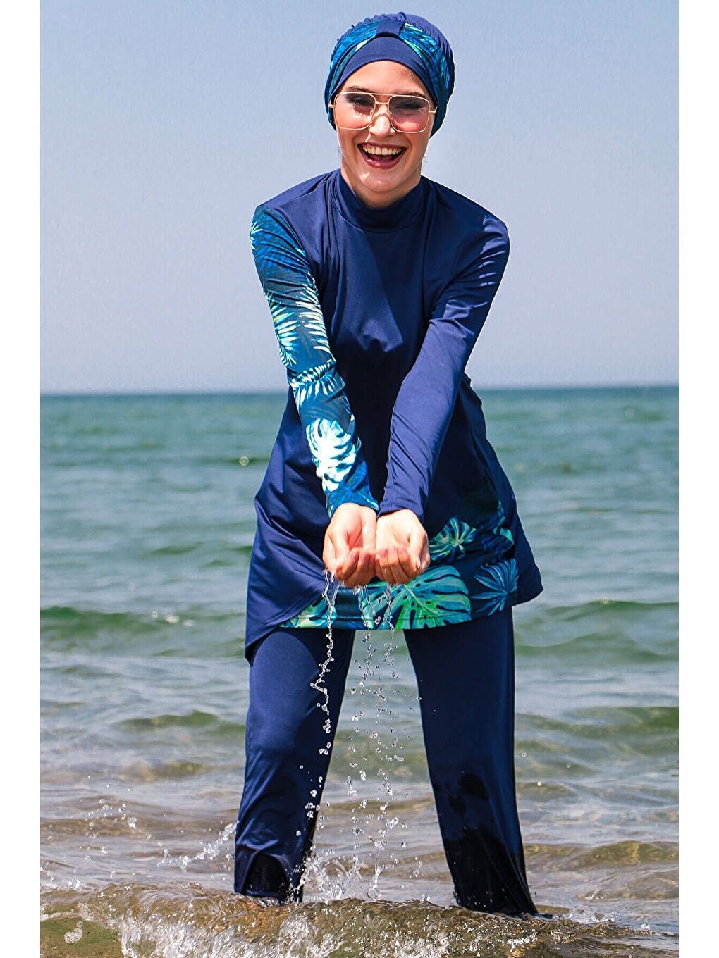 Tam Kapalı Tesettür Mayo Lacivert M2125-1