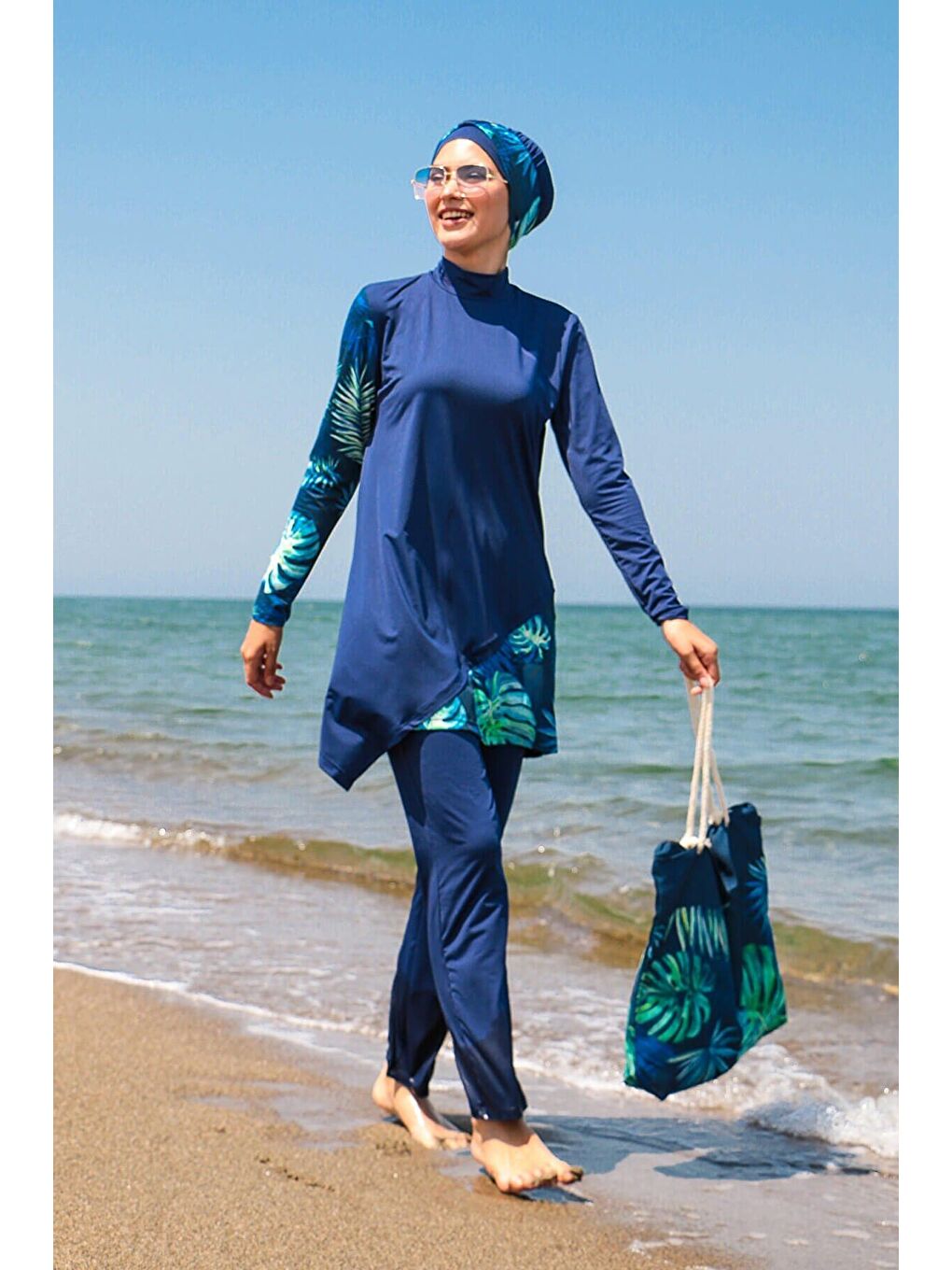 Tam Kapalı Tesettür Mayo Lacivert M2125-2