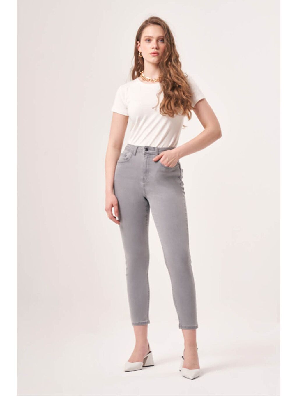 İndigo Gri Denim Pantolon