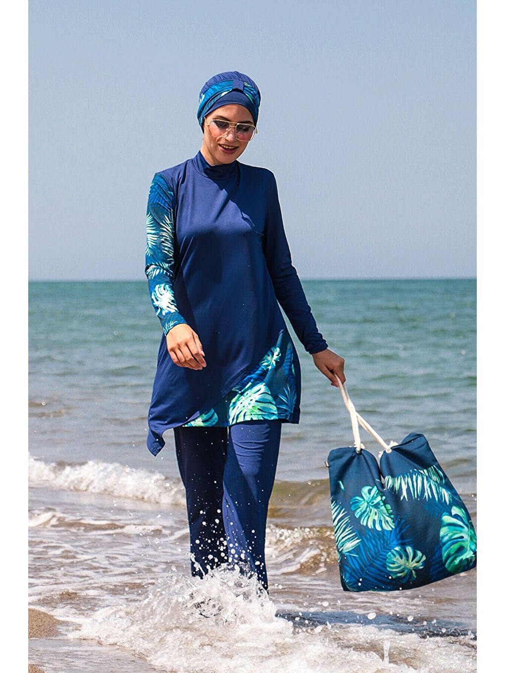 Tam Kapalı Tesettür Mayo Lacivert M2125-3