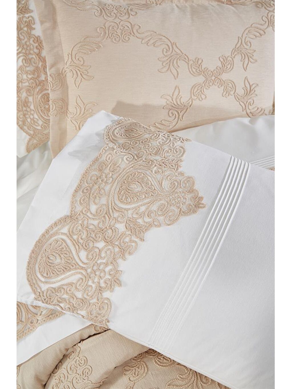 Sahra 10 Parça Battaniyeli Çeyiz Seti Bej-2