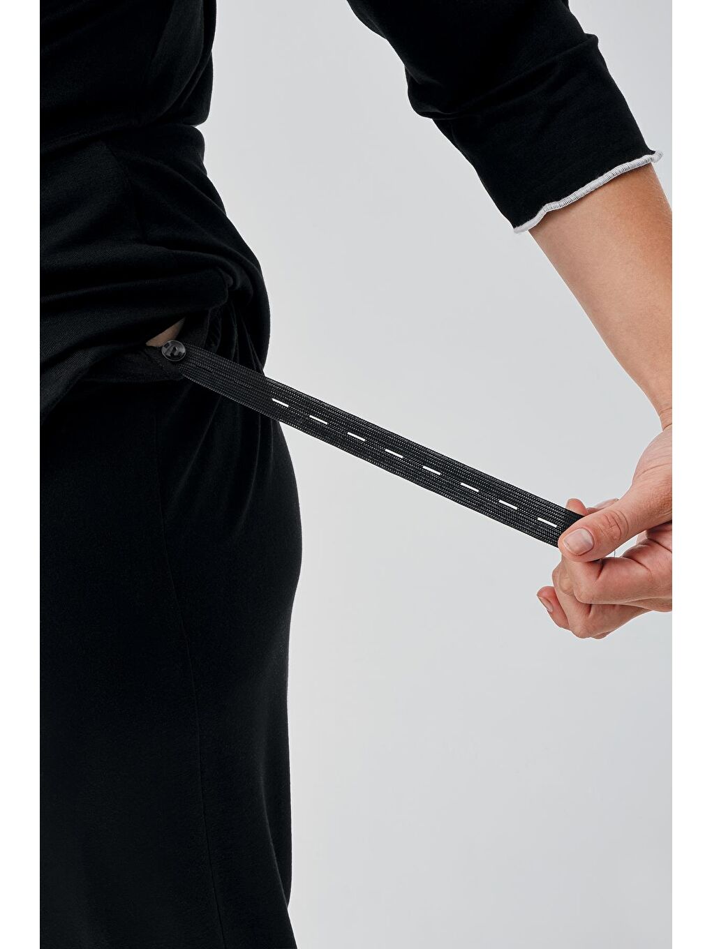 Siyah Uzun Kollu Elastanlı Esnek Viskoz Soft Hamile Pijama Takım 19212-5