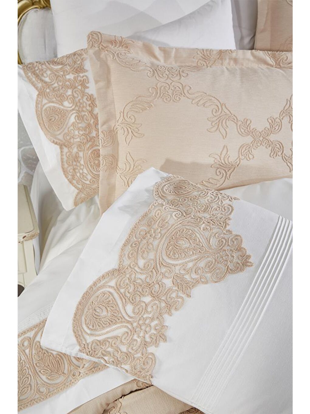 Sahra 10 Parça Battaniyeli Çeyiz Seti Bej-4