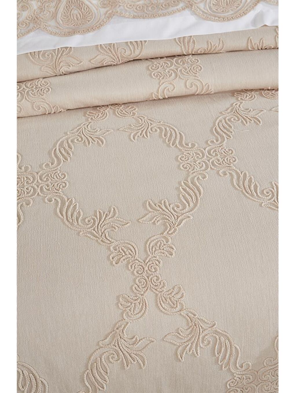 Sahra 10 Parça Battaniyeli Çeyiz Seti Bej-5